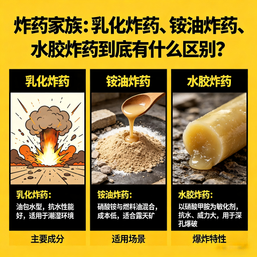 宋洛乡炸药家族：乳化炸药、铵油炸药、水胶炸药到底有什么区别？